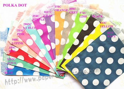 1400pcs Mixed 14 Colors White Big Dot Paper Bags
