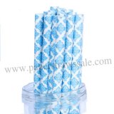 Damask Paper Straws Royal Blue 500pcs