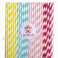 200pcs Colorful Striped Paper Drinking Straws Mixed