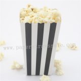 Black Striped Paper Popcorn Boxes 36pcs