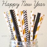 250pcs Happy New Year Party Paper Straws Mixed