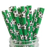 Football Green Soccer Paper Straws 500 pcs