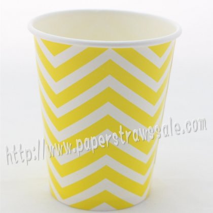 90Z Yellow Chevron Paper Drinking Cups 120pcs