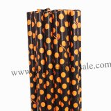 Halloween Orange Polka Dot Paper Straws 500pcs