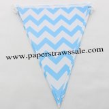 Blue Chevron Party Triangle Bunting Flags 20 Strings