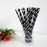 Black Paper Straws with White Polka Dot 500pcs