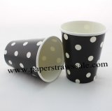 90Z Black Paper Drinking Cups White Dot 120pcs