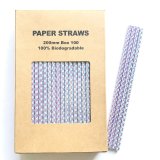 100 Pcs/Box Mermaid Purple Silver Foil Scale Paper Straws