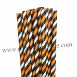 Double Black Orange Striped Paper Straws 500pcs