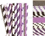 300pcs Black and Purple Party Paper Straws Mixed