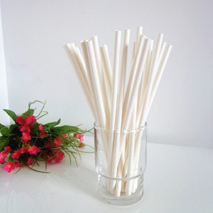 Solid White Paper Drinking Straws 500pcs [scpaperstraws005]