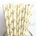 Gold Polka Dot Paper Drinking Straws 500pcs
