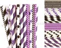 300pcs Black and Purple Party Paper Straws Mixed