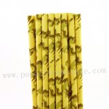 Camo Yellow Patterned Paper Straws 500pcs