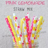 250pcs Pink Lemonade Theme Paper Straws Mixed
