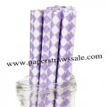 Harlequin Diamond Print Paper Straws Lilac 500pcs