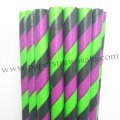 Purple Green Black Striped Paper Straws 500pcs