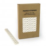 100 pcs/Box Gold Swiss Dot Paper Drinking Straws