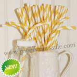 Yellow Stripe Bendy Paper Drinking Straws 500pcs