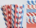 350pcs Dr. Seuss Red and Blue Paper Straws Mixed