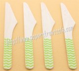 Wooden Knives with Green Chevron Print 100pcs