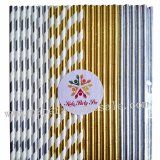 200pcs Gold and Silver Foil Paper Straws Mixed