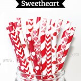 250pcs Valentines Sweetheart Paper Straws Mixed