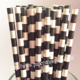 Black Circle Stripe Print Paper Straws 500pcs