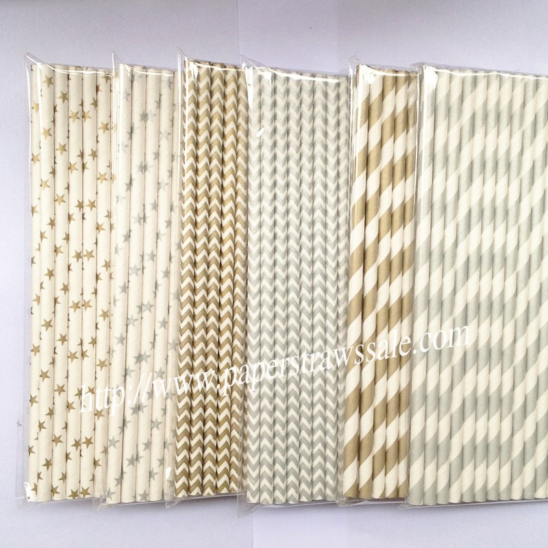 Home :: Mixed Paper Straws :: Gold and Silver Paper Straws 1800pcs ...