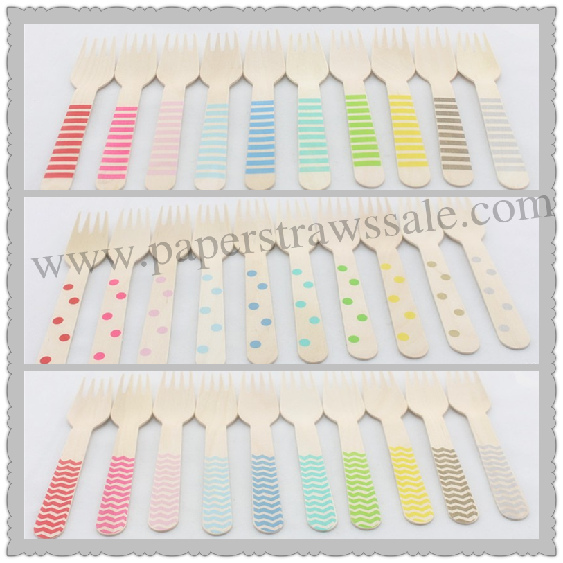 1500pcs Mixed 30 Colors Chevron Dot Striped Wooden Forks
