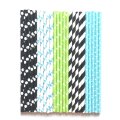 100 Pcs/Box Mixed Green Black Blue Little Man Paper Straws