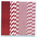 100 Pcs/Box Mixed Metallic Foil Red Paper Straws