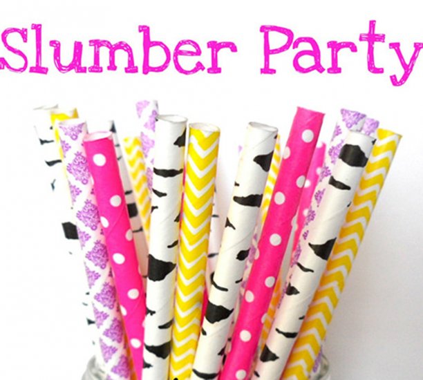100 Pcs/Box Mixed Girls Slumber Party Paper Straws - Click Image to Close