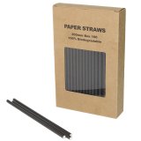 100 pcs/Box ALL Pure Solid Plain Black Paper Straws