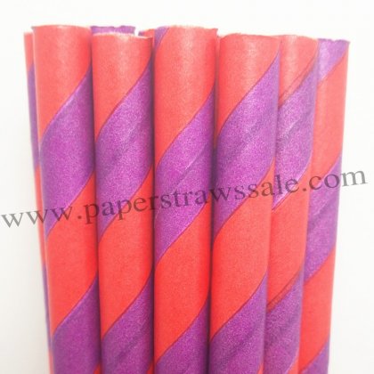 Halloween Paper Straws Purple Red Stripe 500pcs [nhpaperstraws013]