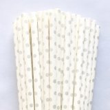 White With Silver Swiss Dot Paper Straws 500 Pcs