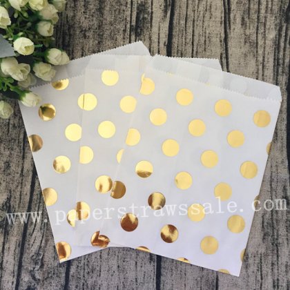 200pcs Gold Foil Polka Dot Paper Candy Favor Bags [foilbags004]
