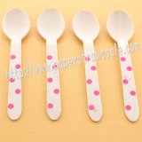 Hot Pink Polka Dot Print Wooden Spoons 100pcs