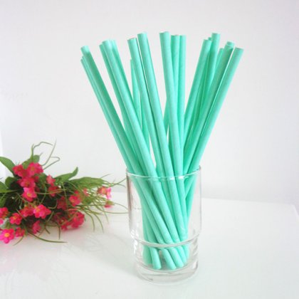 Paper Drinking Straws with Aquamarine Color 500pcs [scpaperstraws003]