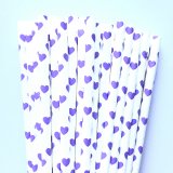 Lilac Light Purple Heart Party Paper Straws 500 Pcs