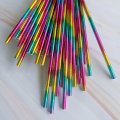 100 Pcs/Box Colorful Metallic Rainbow Foil Paper Straws