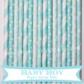 200pcs Baby Boy Blue Paper Straws Mixed