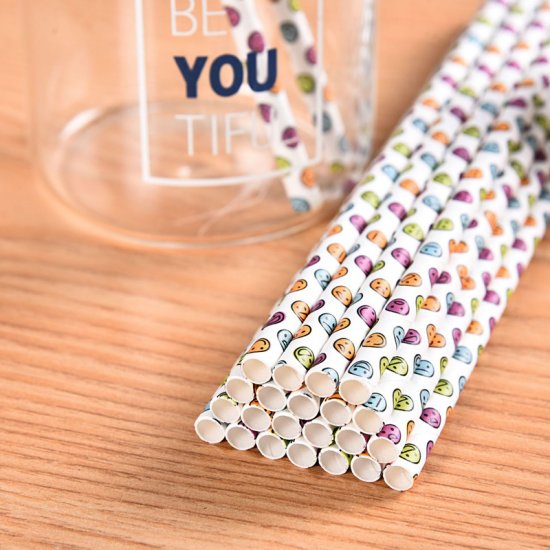 Colored Fun Expression Emotion Smile Paper Straws 500 pcs - Click Image to Close
