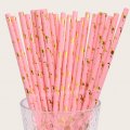 Flamingo Paper Straws Light Pink Gold Foil 500 pcs