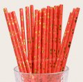 Bubble Assorted Dot Paper Straws Red Gold Foil 500 pcs Bubble Assorted Dot Paper Straws Red Gold Foil 500 pcs
