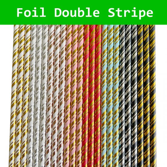 Metallic Double Gold Foil Striped Paper Straws 500 pcs - Click Image to Close