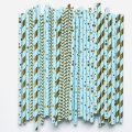 100 Pcs/Box Mixed Metallic Gold Foil Light Blue Paper Straws