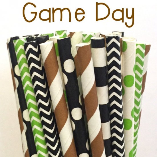 100 Pcs/Box Mixed Football Rugby Game Day Paper Straws - Click Image to Close