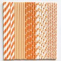 125 Pcs Mixed 5 Styles Orange Paper Drinking Straws