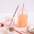 100 Pcs/Box Fruit Red Strawberry Pink Paper Straws